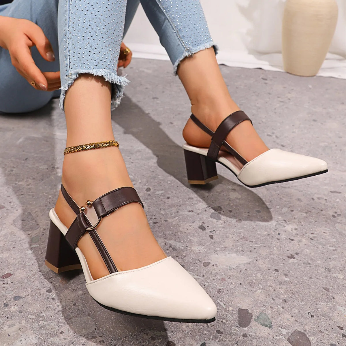 Elegant Pointed Toe Slingback High Heel Sandals for Women