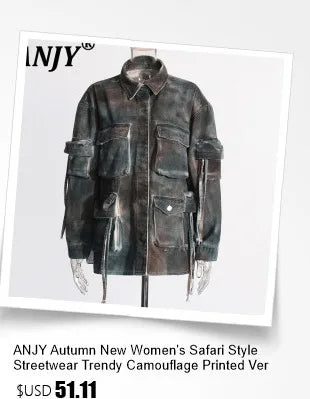 ANJY Autumn Winter New Women European Trendy Padded Coat Heavy-Duty Denim Patchwork Pocket Color-Block Hooded Down Jacket A12508