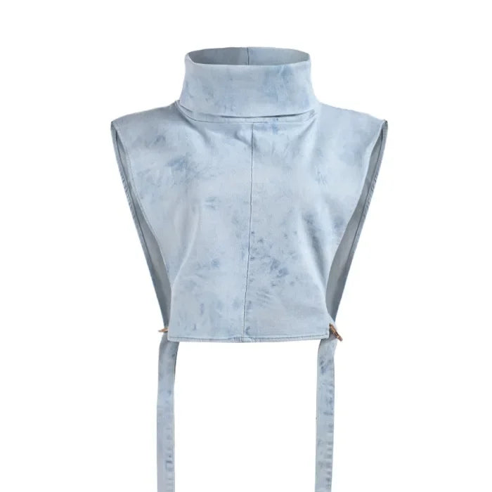Elegant Tank Tops for Women Streetwear Summer 2025 New Cowboy Pile Collar Pullover Sleeveless Workwear High Waist Short Vest