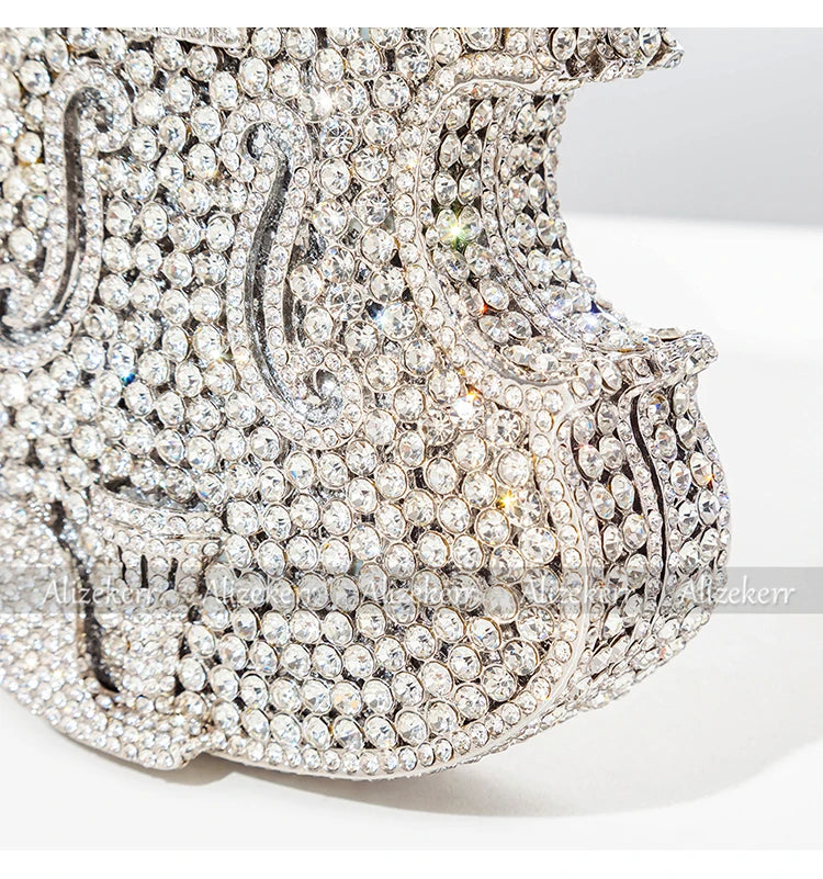 Elegant Crystal Violin Shaped Evening Clutch for Women