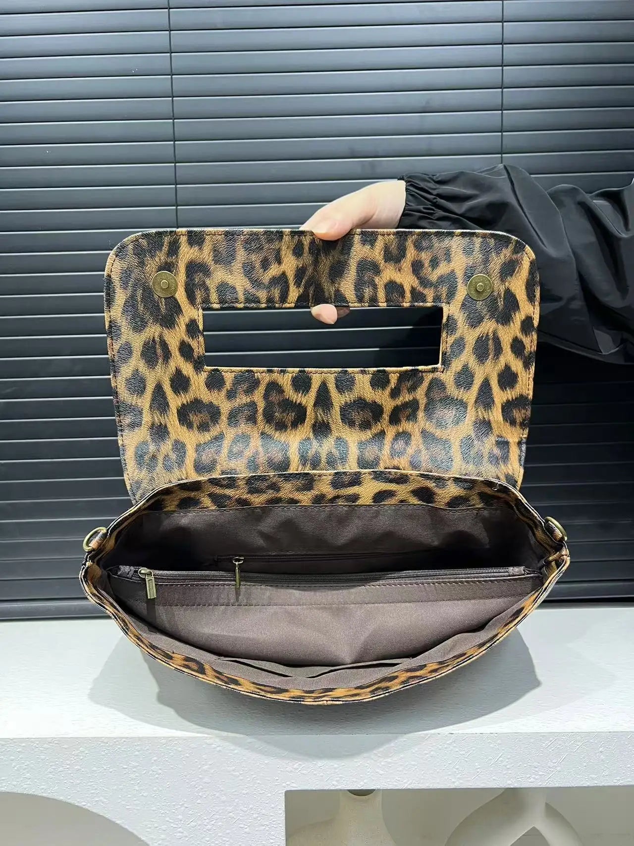 Leopard Print Retro Handbag High Capacity for Women