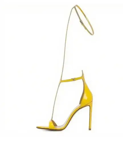 Crystal T Strap Gold High Heel Sandals