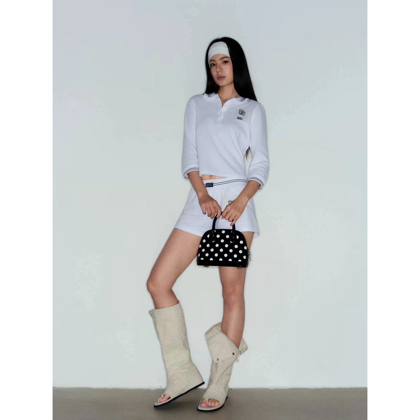 Cute Bolka Dots Patchwork Handbags Korean Style Women Zipper Versatile Crossbody Bag Party Commute Casual One Shoulder Bags