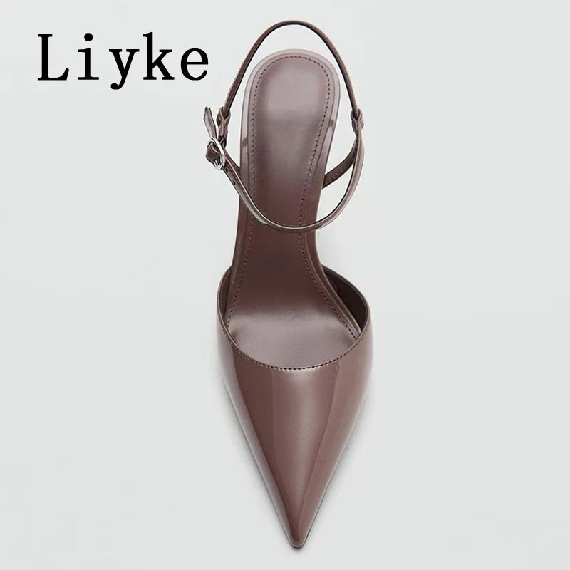 Elegant Pointed Toe Buckle Strap Stiletto Sandals for Women