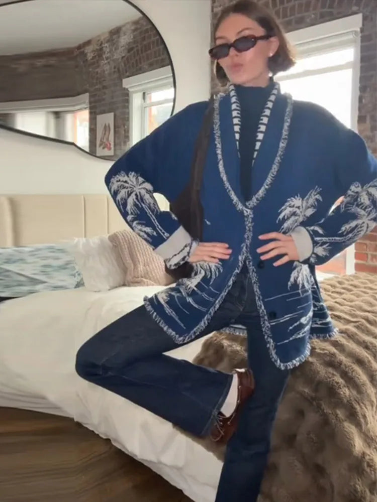 Ethnic Tassel Women 's Sweater Knitted V-neck Bandage Thicken Full Sleeve Jumper For Woman Winter Woman Coats Jacket Knitwear