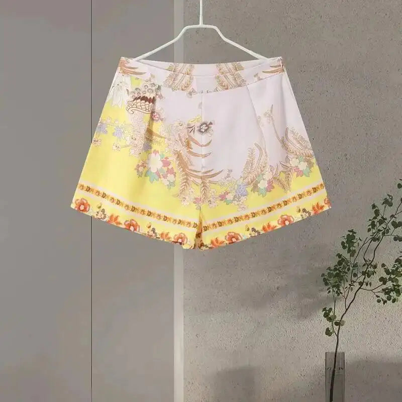 Casual Print Relaxed Fit Top and Shorts Set for Women