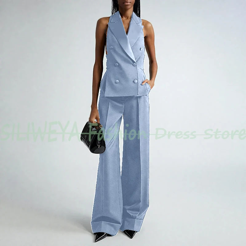 Double Breasted Vest And Pants Set