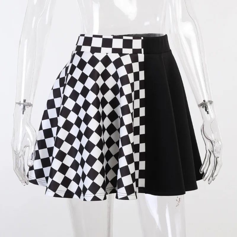 Houndstooth Mosaic Patchwork Skirt
