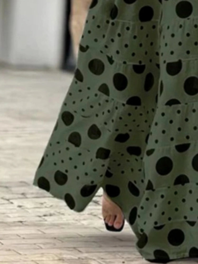 High-Waisted Retro Polka Dot Wide-Leg Pants for Women