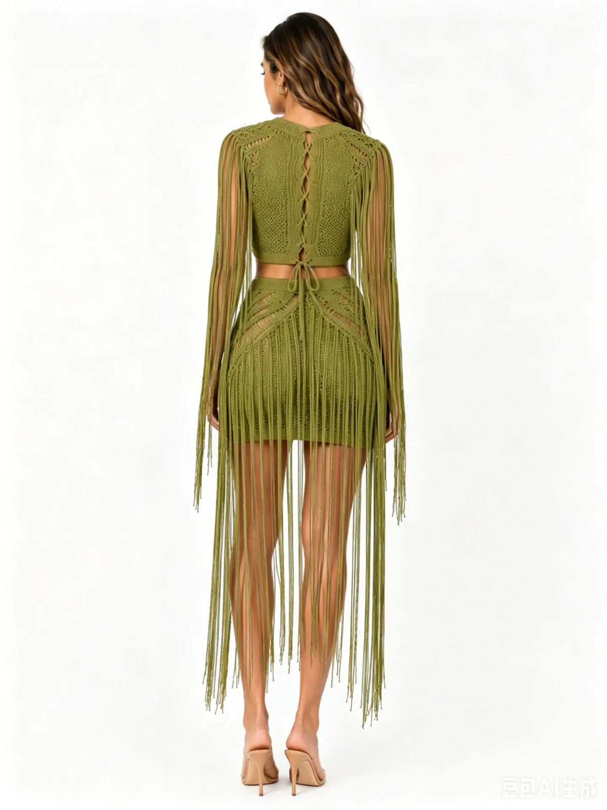 Boho Tassel Hollow Out Knit Summer Dress for Women