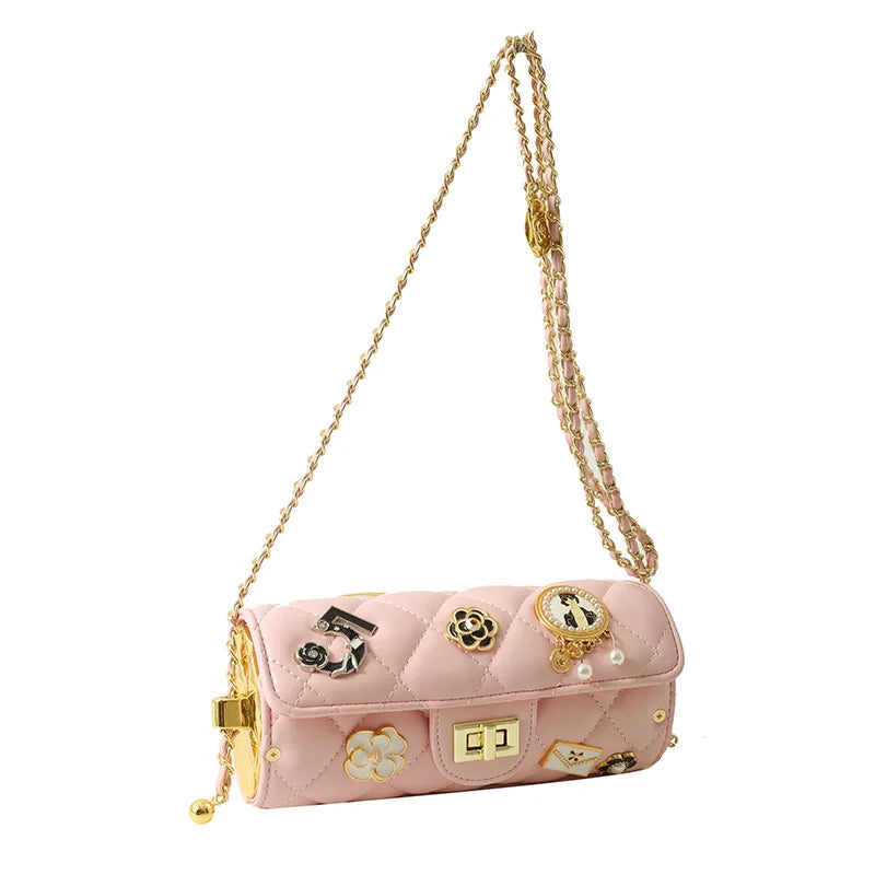 Textured Diamond Grid Crossbody Shoulder Bag for Women