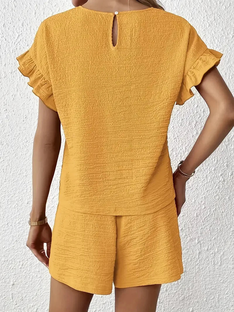 Casual Vacation Wear Two Piece Shorts Set for Women