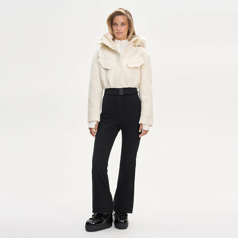 High Waist Full Zip Hooded Windproof Ski Jumpsuit For Women