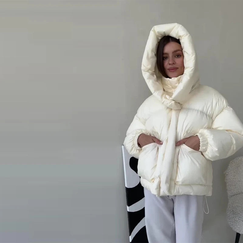Casual Leopard Print Hooded Puffer Jacket For Women