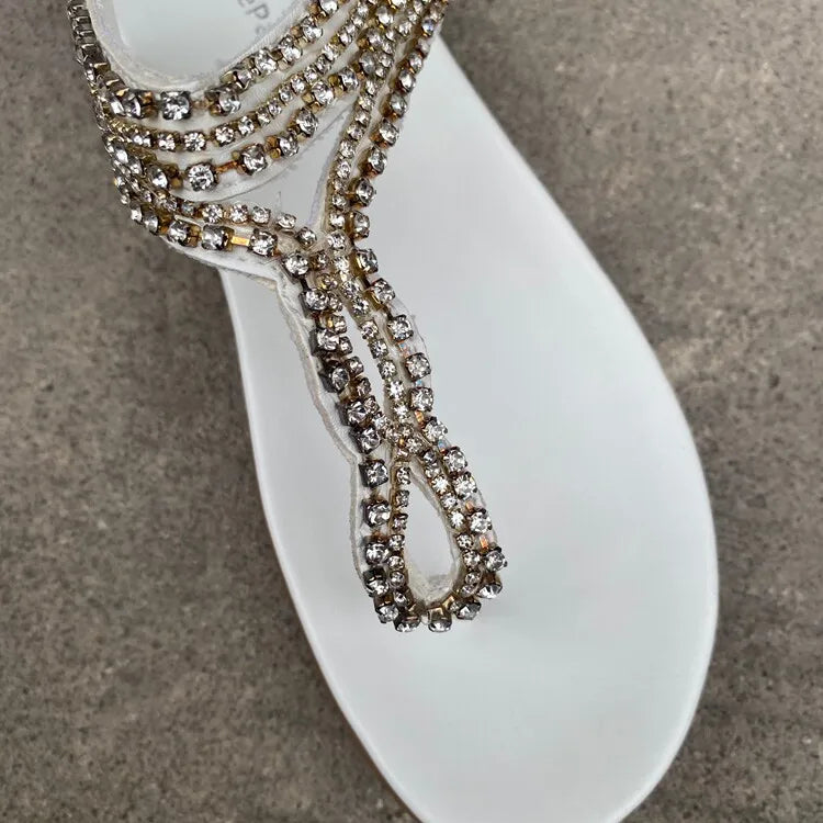 Comfortable Rhinestone Open Toe Flat Sandals for Women