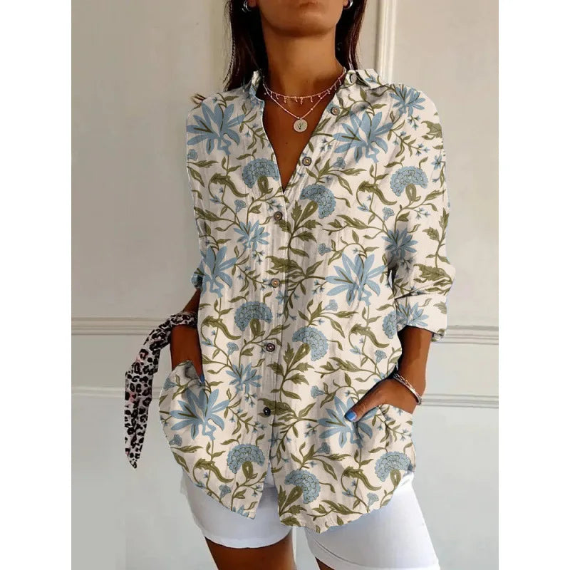 Ditsy Floral Oversized Dropped Shoulder Blouse for Women