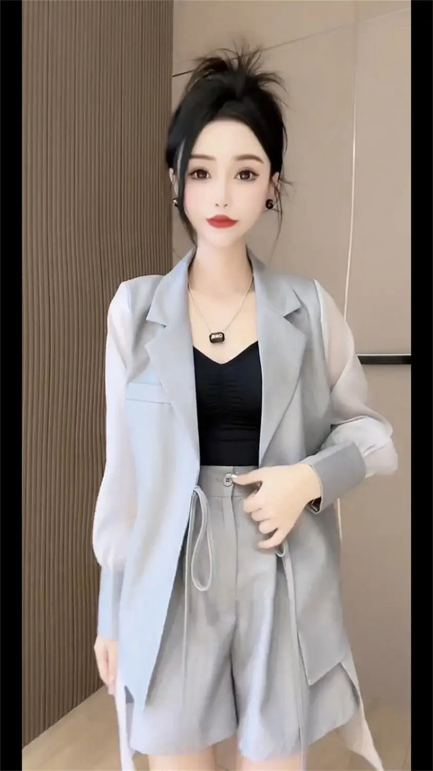 Summer 2 Piece Outfits 2025 Formal Kit Office Blazer Suits Set of Two Fashion Pieces for Women Shorts Cheap Womens Matching Sets