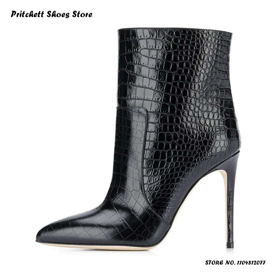 Slip On Python Print Pointed Toe Ankle Boots For Women