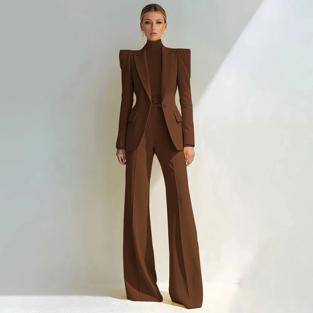 Stylish Double Breasted Two Piece Pantsuit for Women