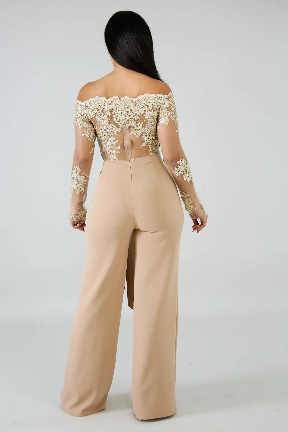 Elegant Lace Stitching Wide Leg Jumpsuit for Women