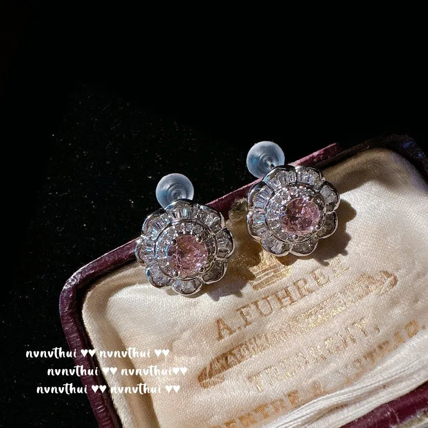 Sterling Silver Pink Cubic Zirconia Jewelry Set for Women