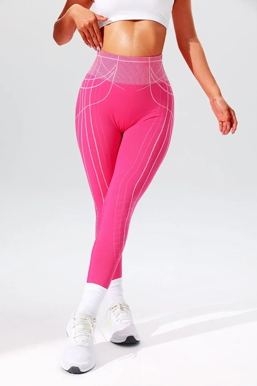 Women Sports Stripe Leggings Seamless Yoga Pants Sportswear Woman Gym Trousers High Waist Tummy Control Fitness Workout Leggings
