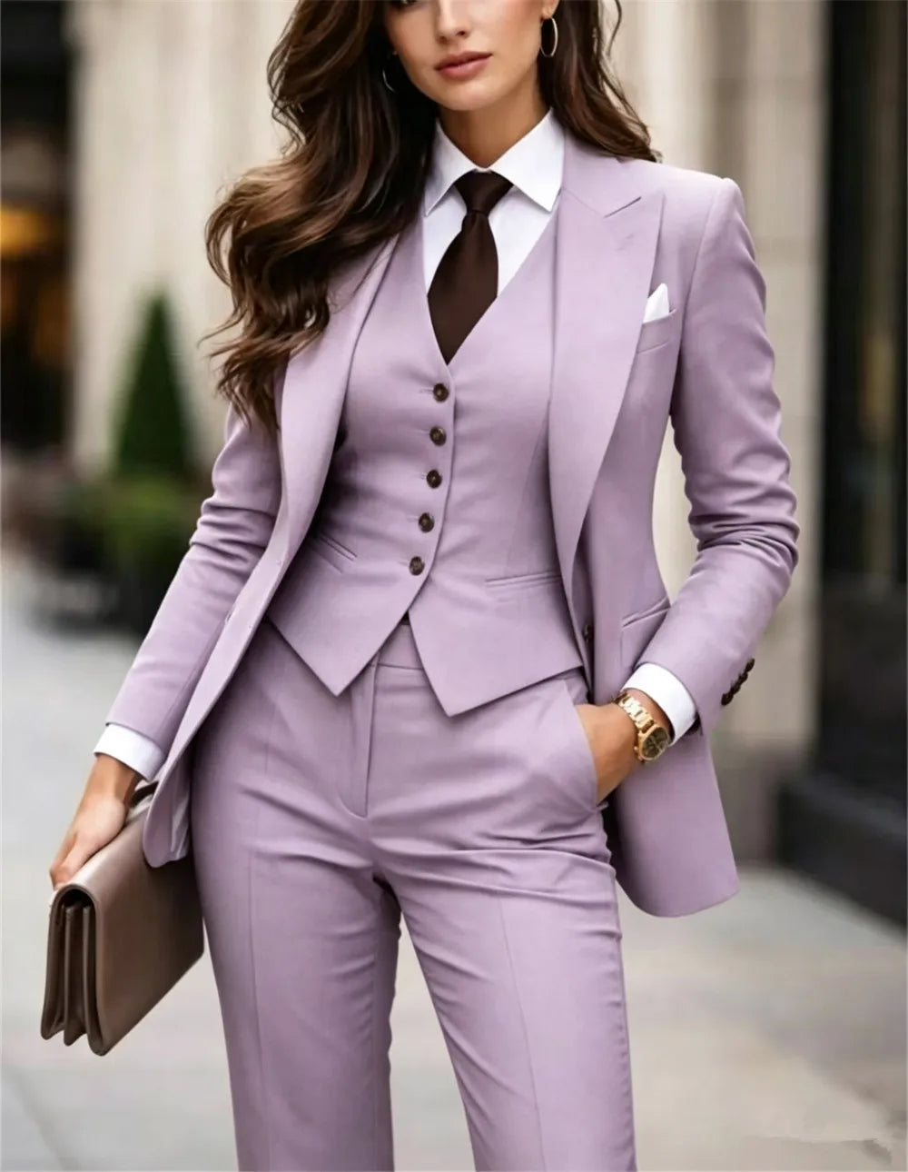 Luxury Women Beige 3-Piece Suit Formal Women Pantsuit Set Blazer Waistcoat Suit Office Wear Slim-fit Suit Business & Prom Suit