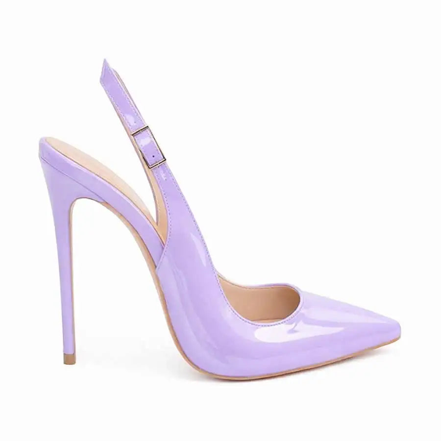 Colorful Patent Leather Slingback Pointed Toe High Heel Pumps for Women