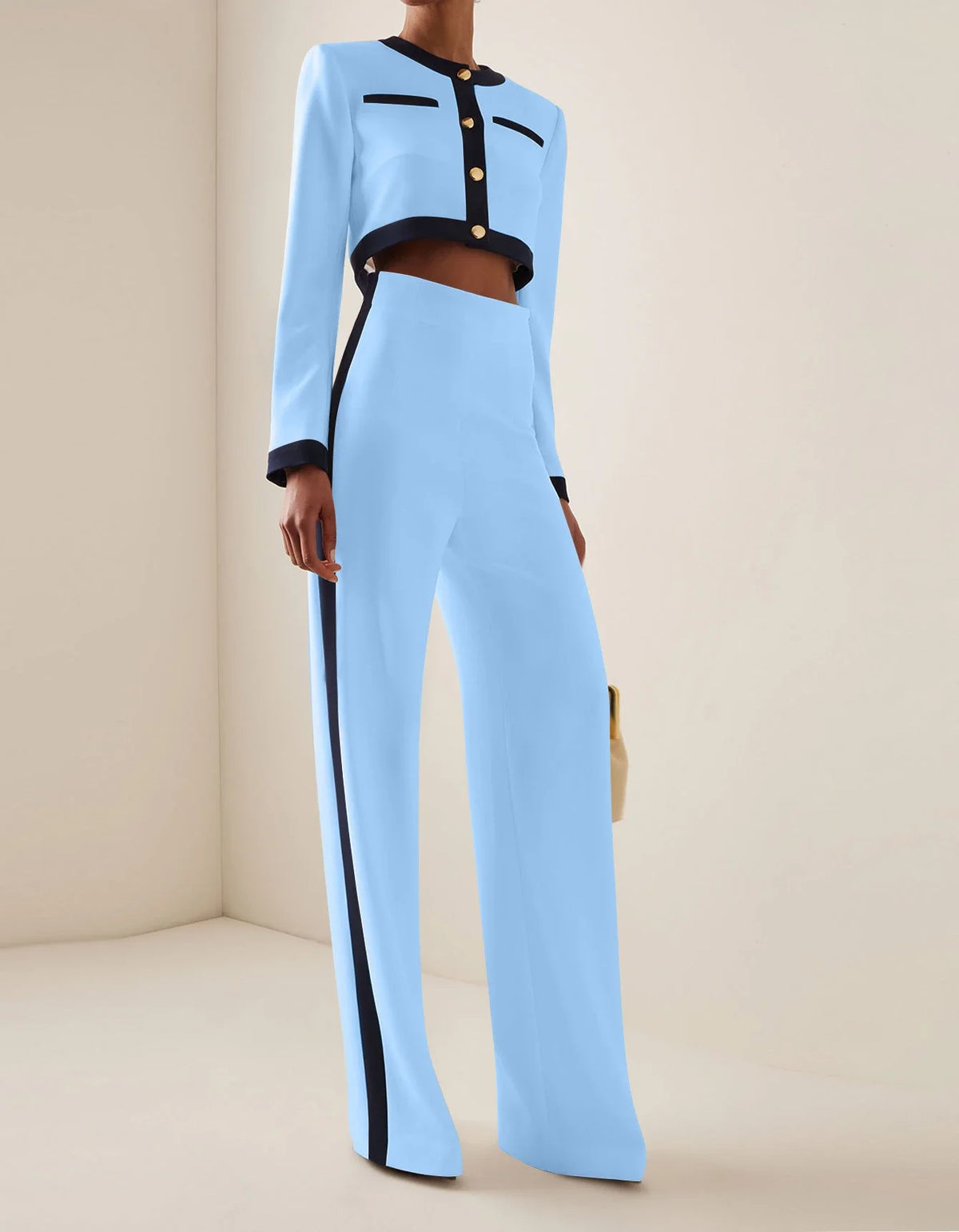 Elegant Long Sleeve Blazer and Trousers Suit Set for Women