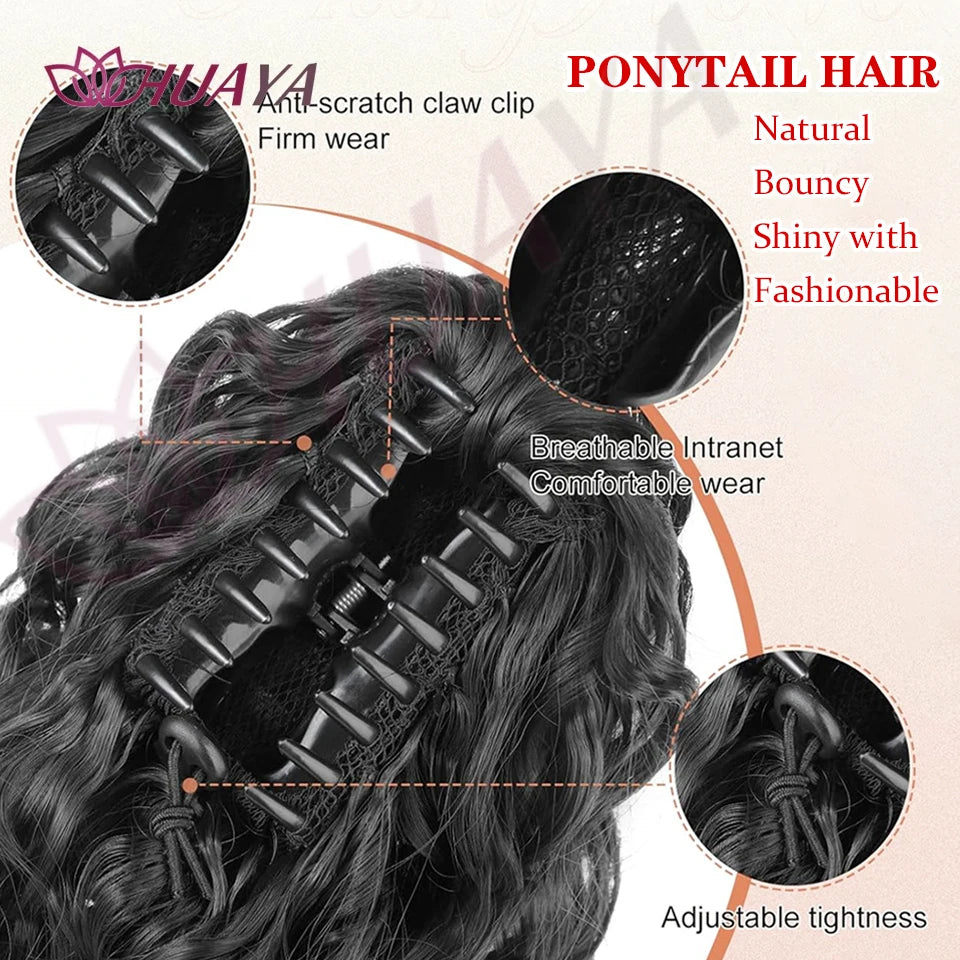 Frosted Water Wave Clip In Ponytail Hair Extension For Women