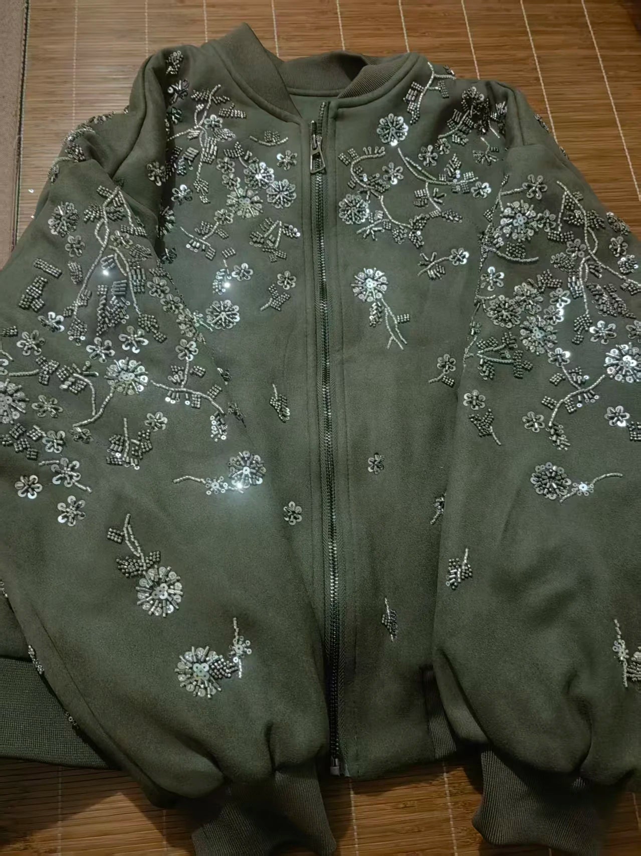 2026 Winter New Coat for Women,Retro Heavy Industry Nail Bead Suede Embroidery Loose Cotton Jacket