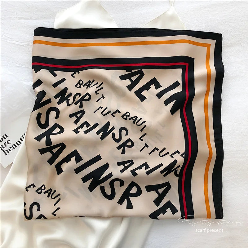 Elegant Art Gallery Style 100% Pure Silk Scarves For Women Soft Thin Striped Mulberry Silk Square Scarf Versatile For Spring Sum