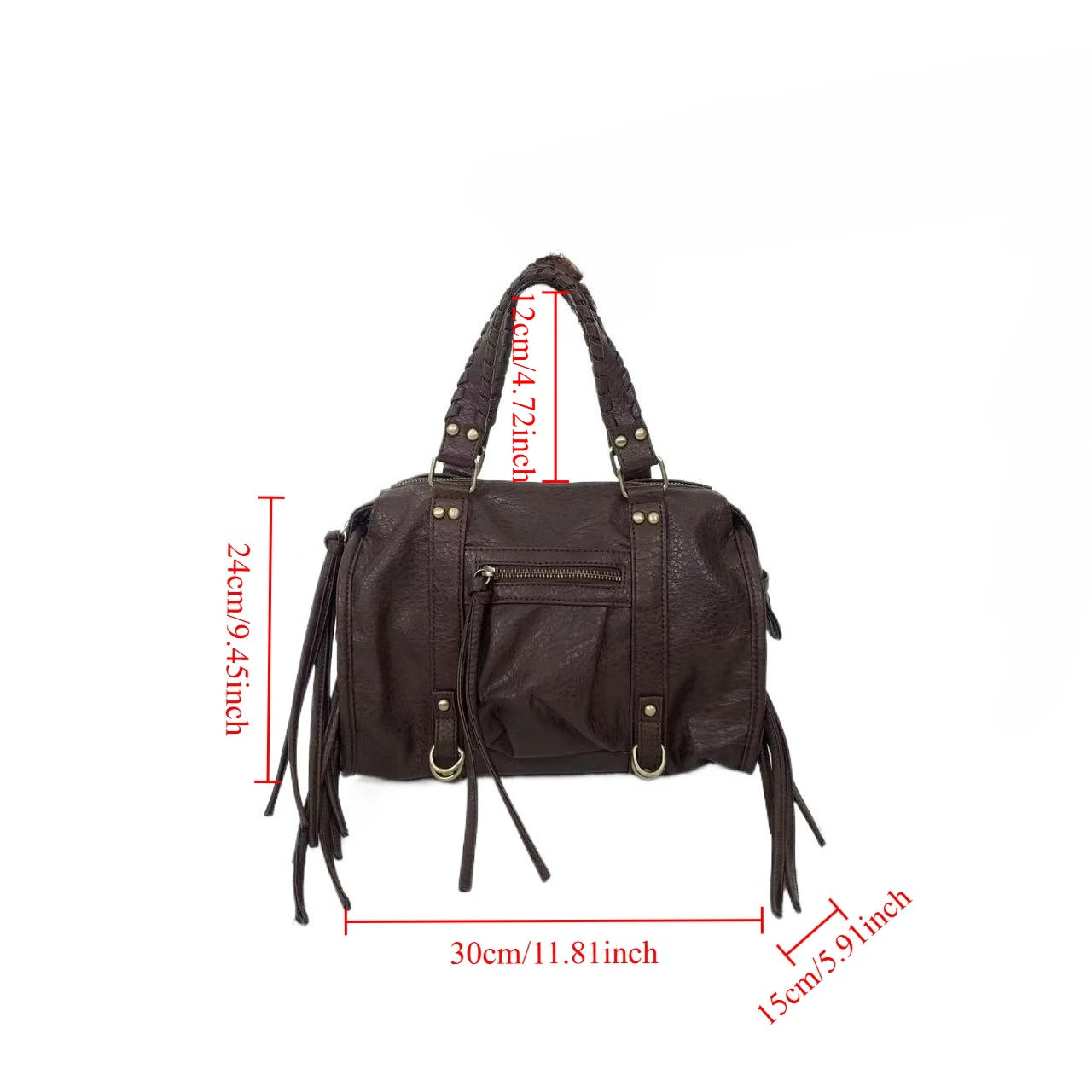 Vintage Street Style Rivet Embellished Shoulder Bag for Women