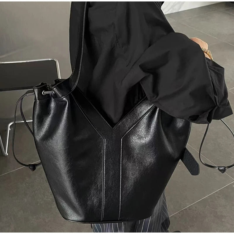 Y-shaped Women Handbag Versatile Simple Large-capacity Texture Tote Bag New Large-capacity Shoulder Bag Storage Bag Underarm Bag