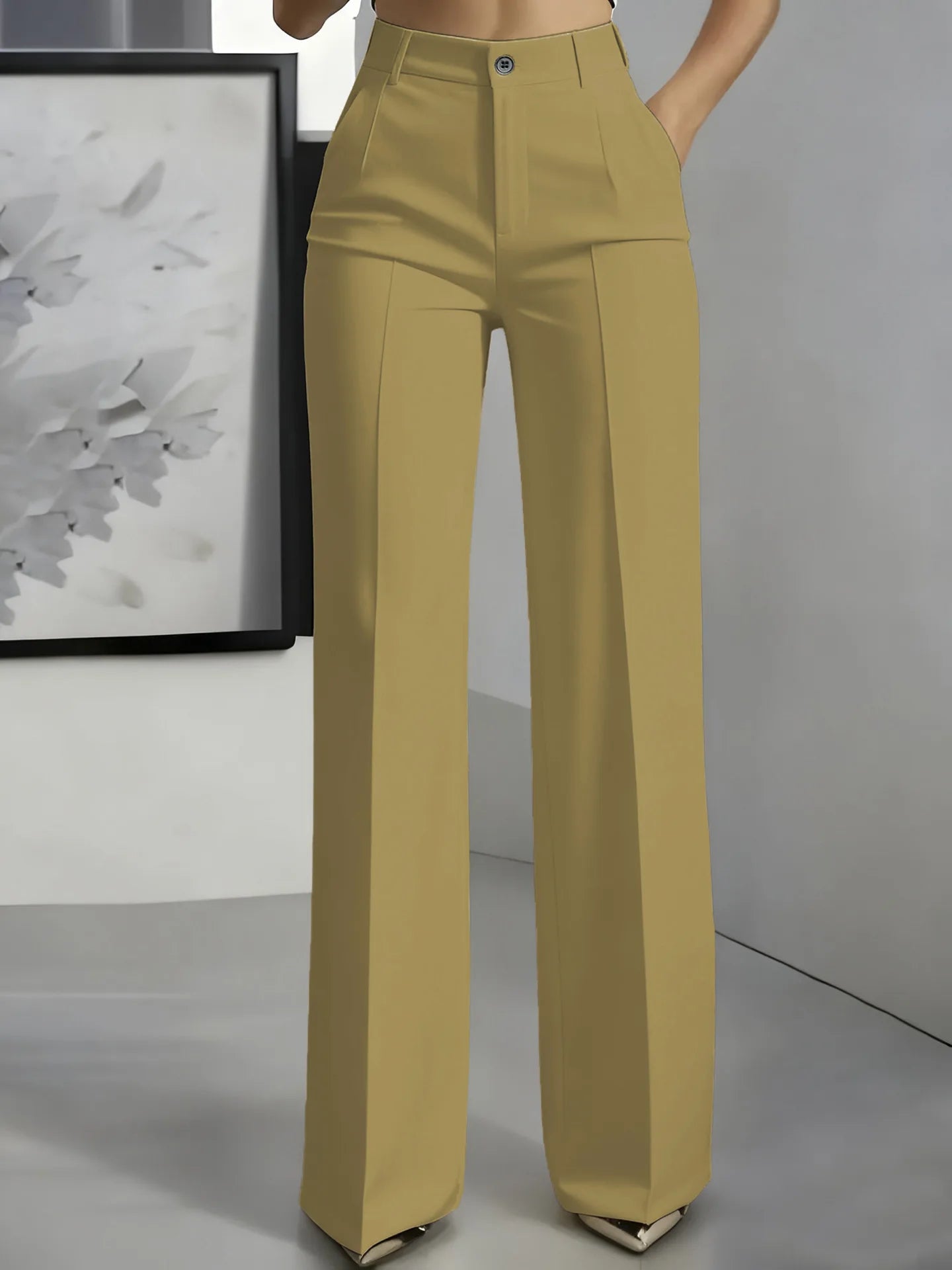 2026 New Women's High-Waist Drapey Straight-Leg Suit Pants Simple Elegant Long Trousers for Ladies
