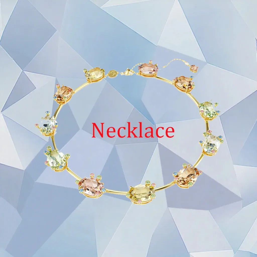 Gold Plated Zirconia Crystal Pendant Set for Women