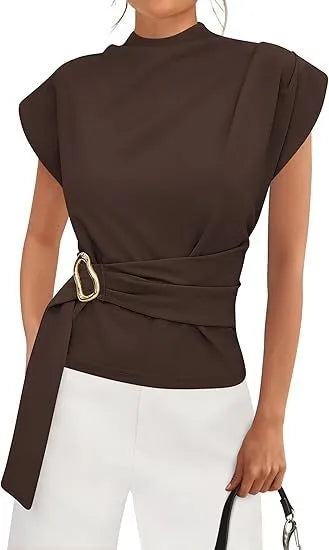 Spring Women's Clothing Solid Color Metal Button Strap Top For Woman Polyester Sleeveless Fitted Casual Y2K Style Streetwear