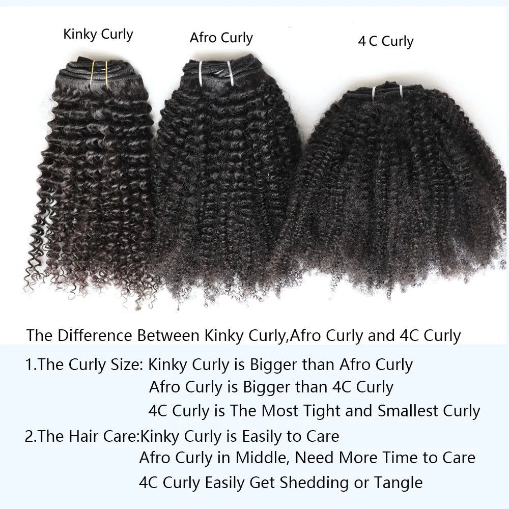 Afro Kinky Curly Human Hair Weave Extensions for Women
