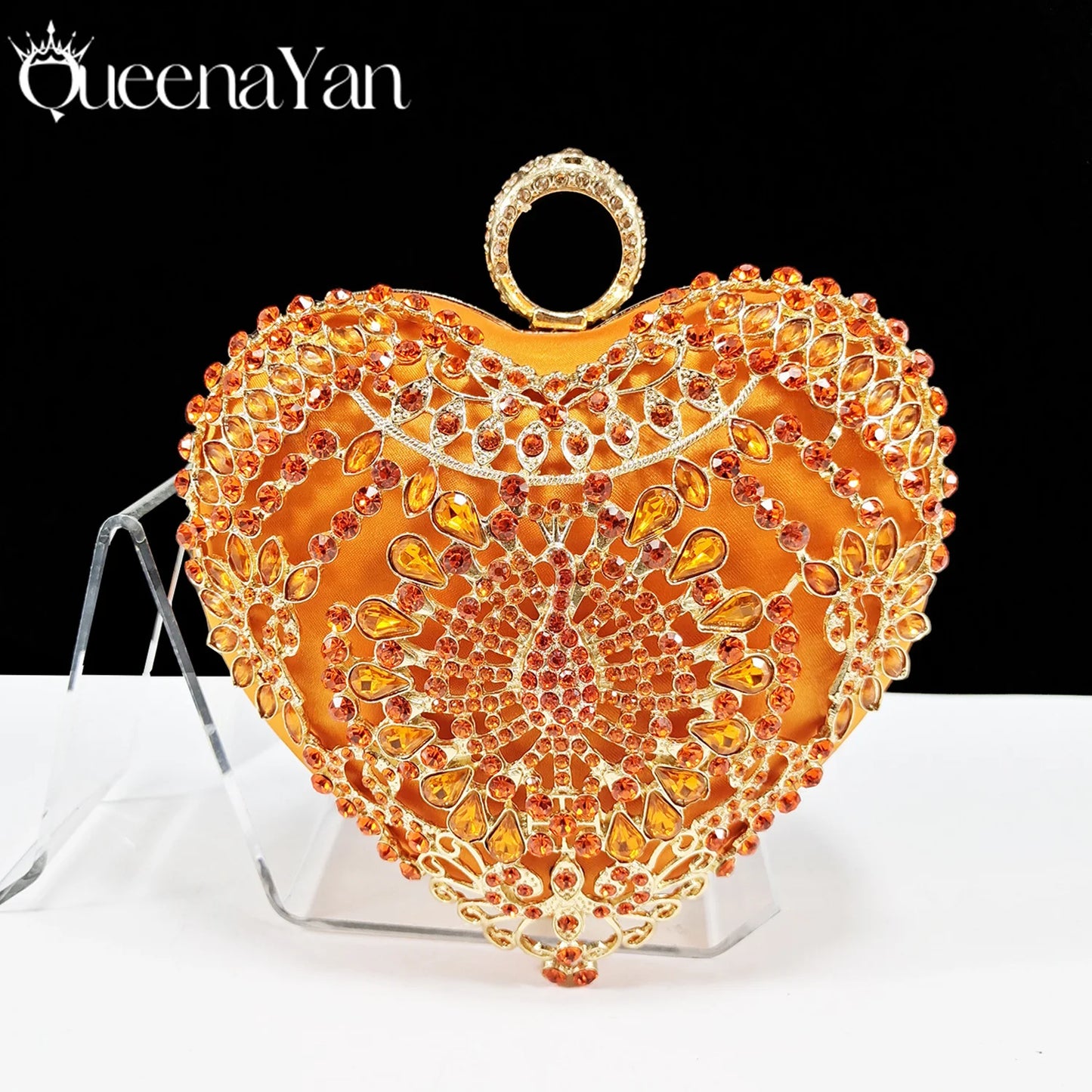 Italian Design Metal Rhinestone Decoration Ladies Evening Clutch Bag love Small Bag Chain Sky Blue Color Bag