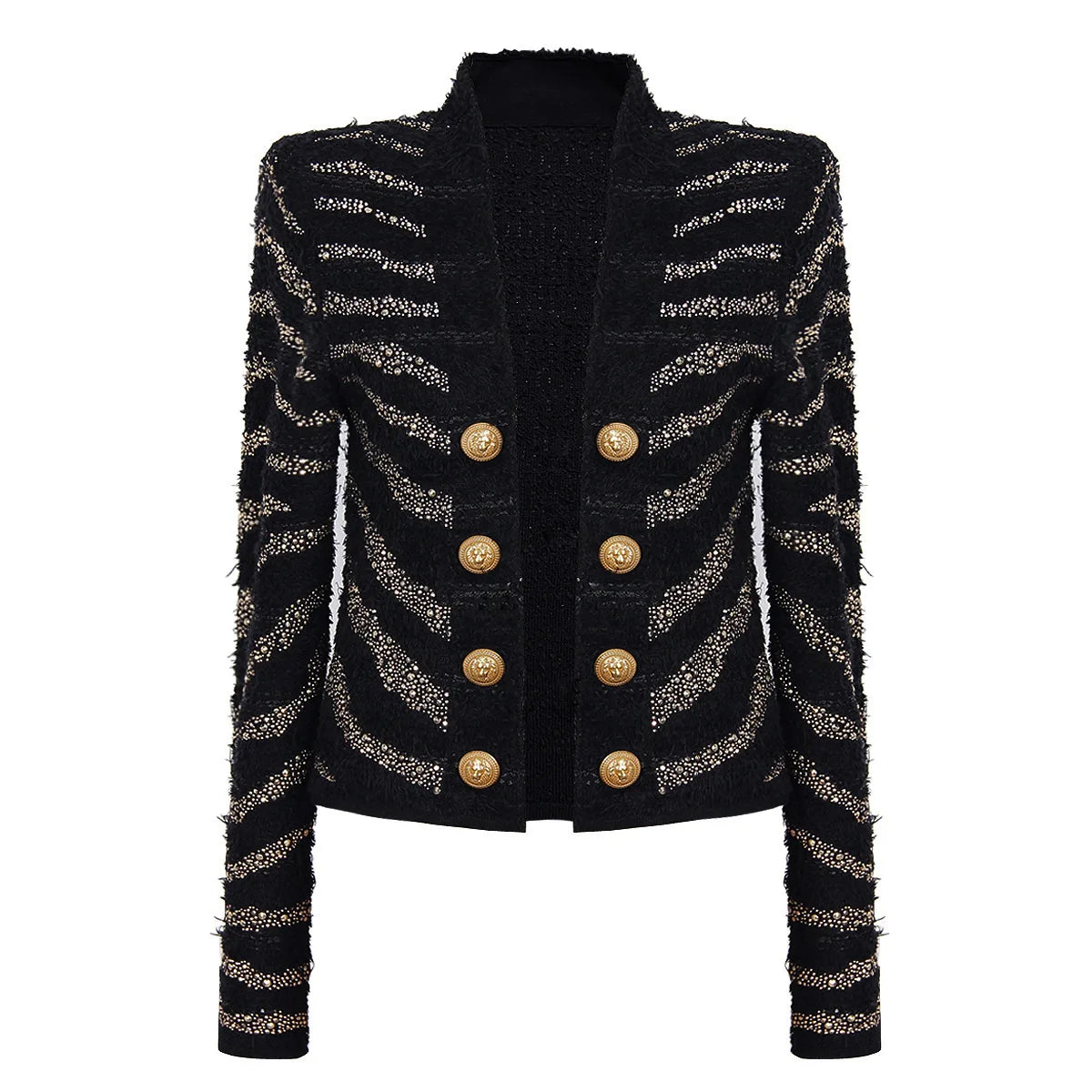 2025 Autumn New Heavy Knitted Hot Diamond Long-sleeved Jacket Sexy Vest + Skirt Set Light Luxury Party Women Three-piece Set