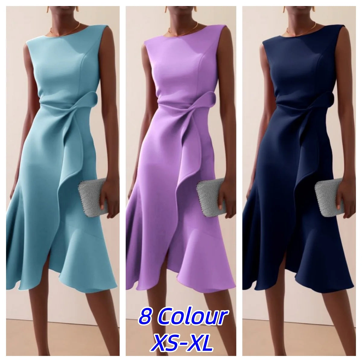 Elegant Knot Front Irregular Hem A Line Dress For Women