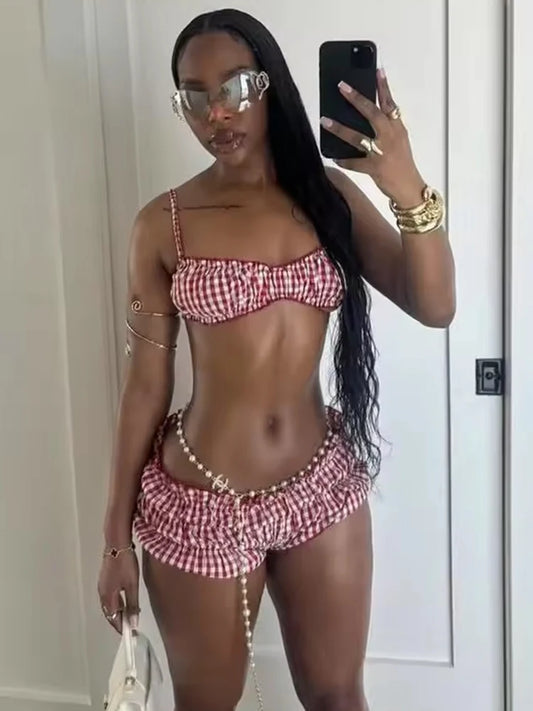 Striped Casual Camisole Shorts Set