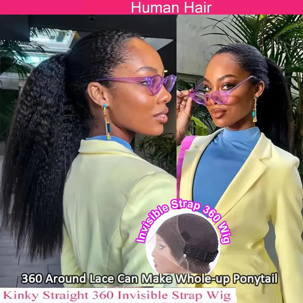 Glueless Kinky Straight Full Lace Human Hair Wig for Women