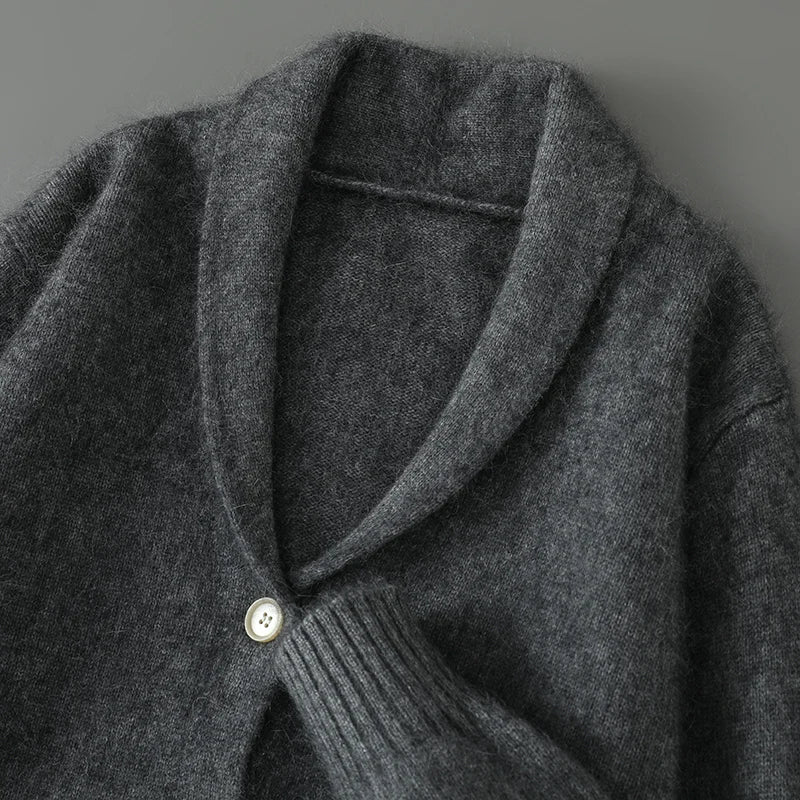 Warm Winter Wool Knit V-Neck Pocket Cardigan for Women