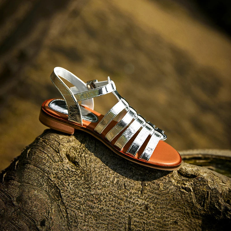Summer Leather Handmade Gladiator Buckle Sandals for Women