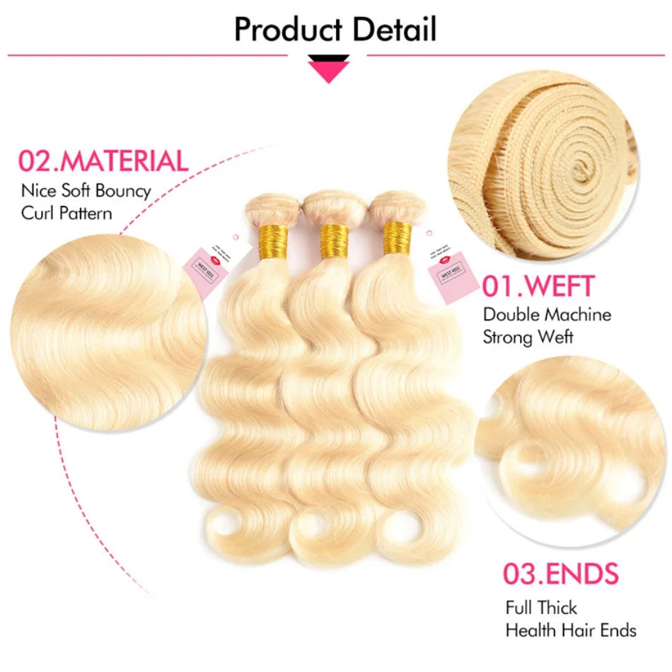 Honey Blonde Body Wave Human Hair Bundles for Women