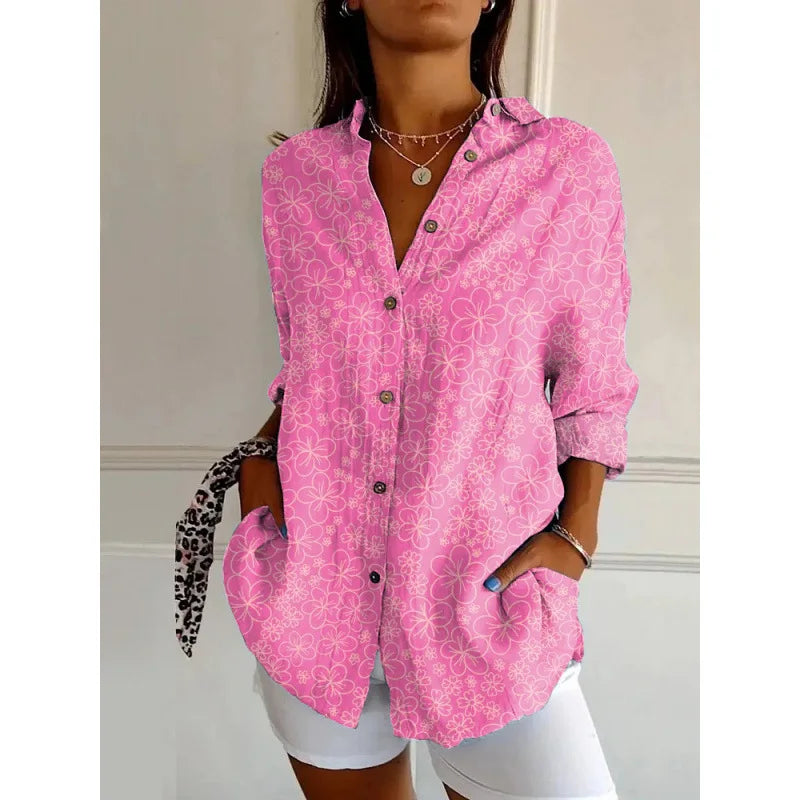 Ditsy Floral Oversized Dropped Shoulder Blouse for Women