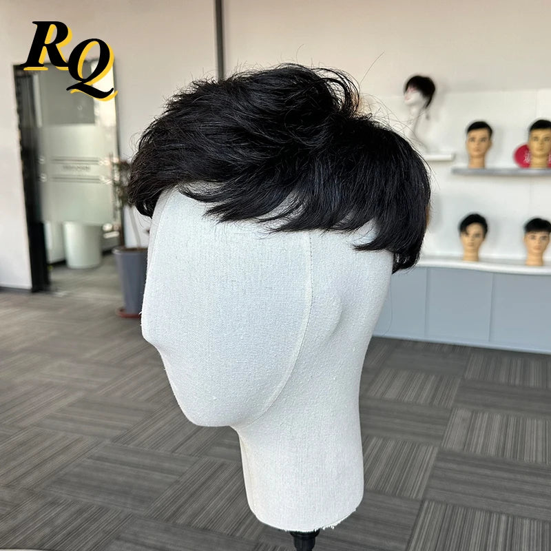 Premium Pre Styled Mono Hair Replacement System For Men Natural Black