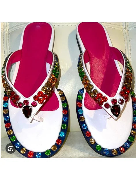 Colorful Rhinestone Embellished Stiletto Sandals for Women