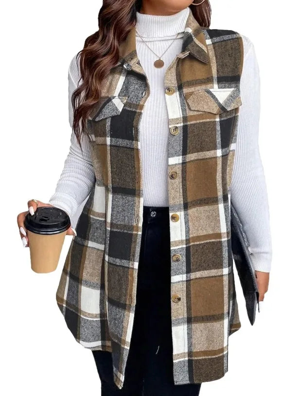 Plaid Sleeveless Shirt